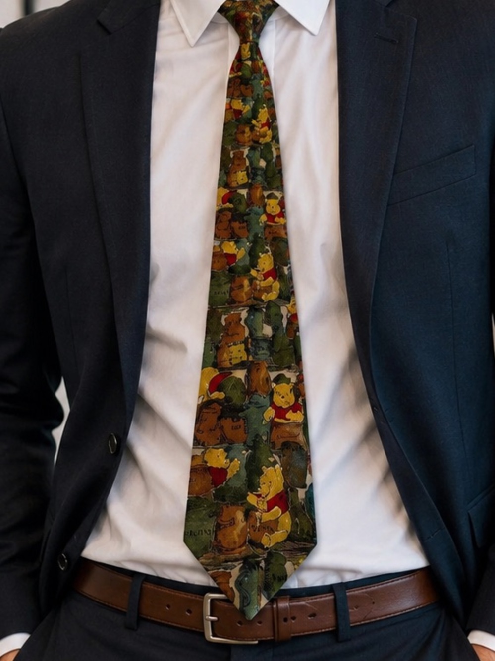Disney Store Winnie the Pooh Silk Tie Vintage Italy 100% Silk Character Tie - Picture 2 of 7